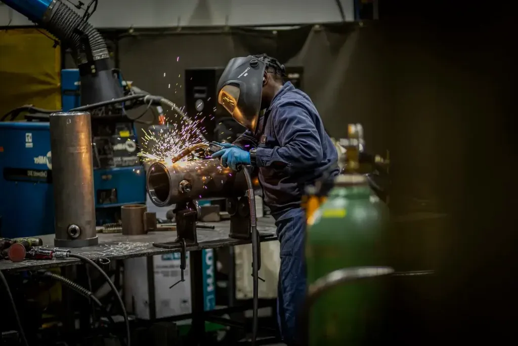 Worker repairing cylinder